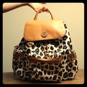 Tory Burch leather leopard print backpack